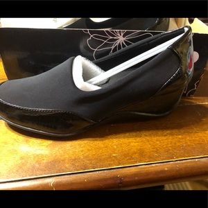 Black slip on loafers